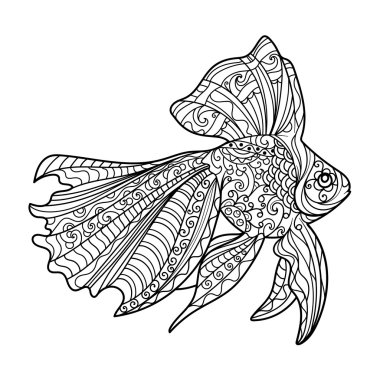Altın Balık boyama kitabı yetişkin vektör için