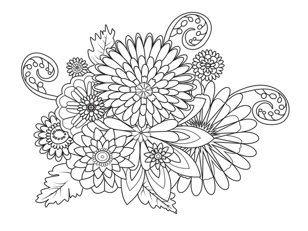 Flowers ornament coloring book for adults vector — Stock Vector