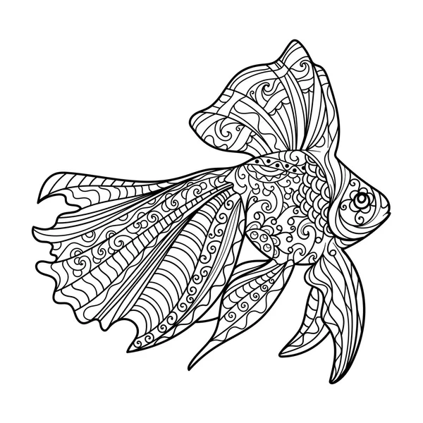 Libro para colorear peces de oro para adultos vector — Vector de stock