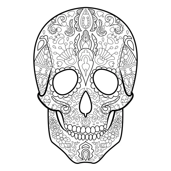 Skull coloring book for adults vector — Stock Vector