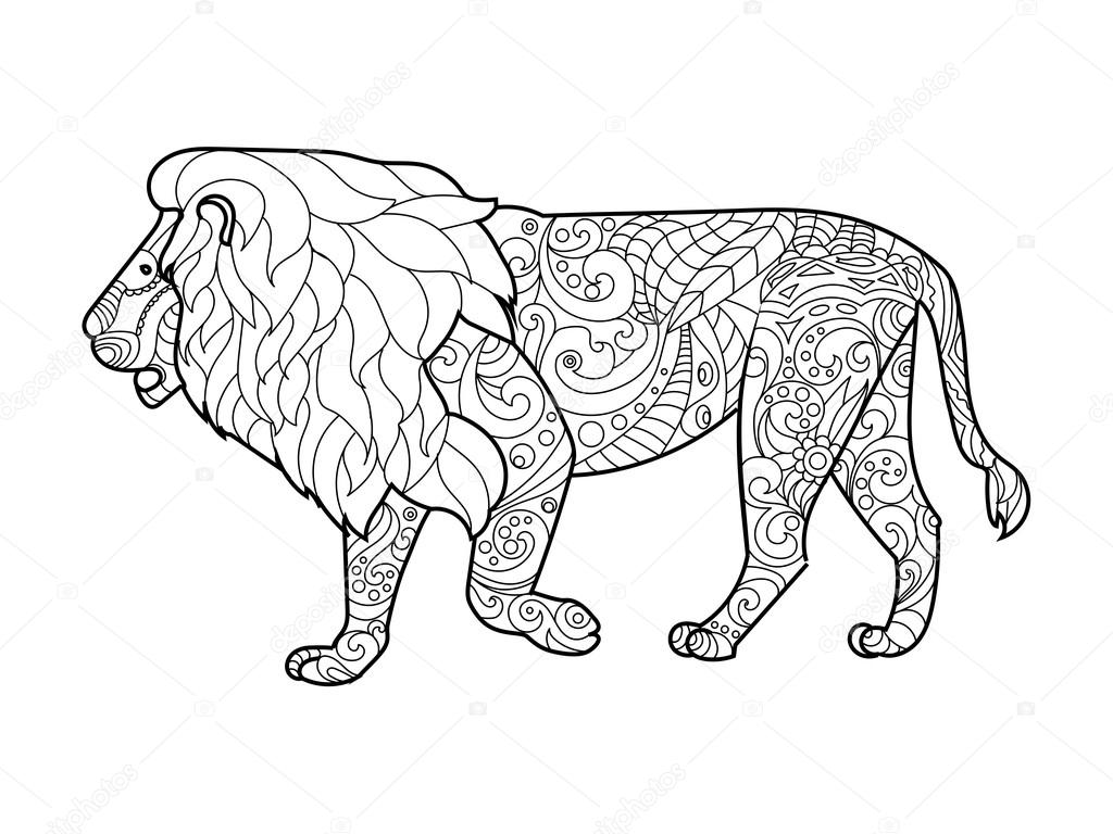 leão e rosa esboço desenhado à mão para livro de colorir adulto 2410065  Vetor no Vecteezy