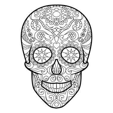 Boyama kitabı için yetişkin vektör kafatası