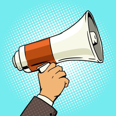 Elinde megafon pop sanat stil vektör