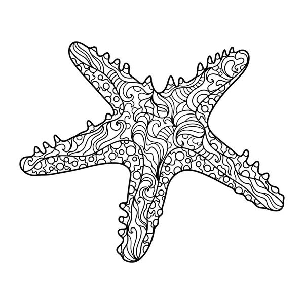 Starfish coloring boek voor volwassenen vector — Stockvector