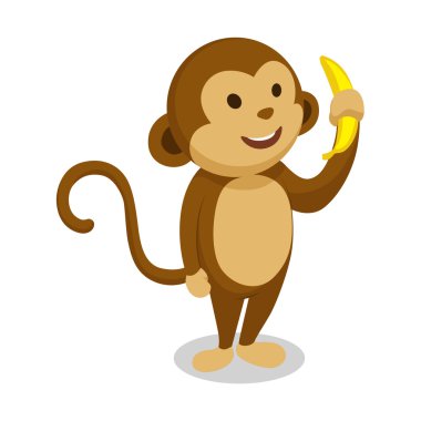 Maymun çizgi film minimalist vektör çizim