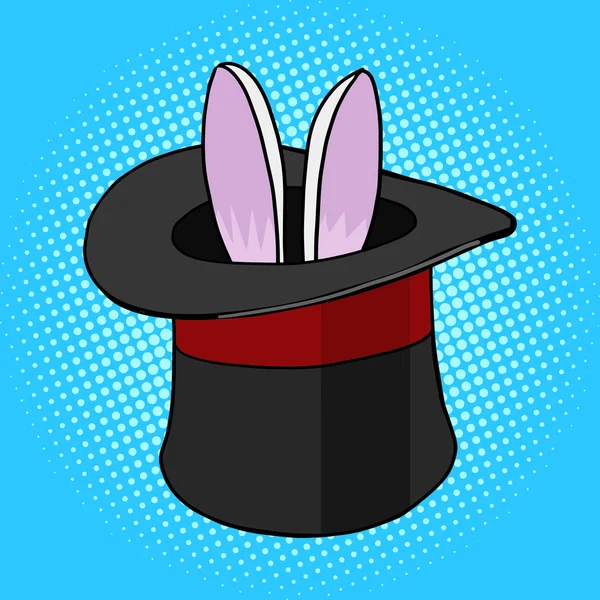 Goochelaar hoed bunny oren pop-art stijl vector — Stockvector
