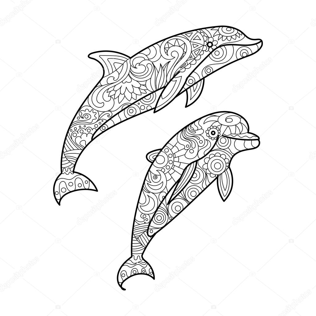 Delfin colorear Stockvektoren, lizenzfreie Illustrationen ...