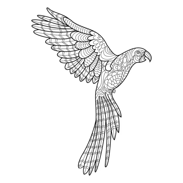 Раскраска попугаев для взрослых — стоковый вектор