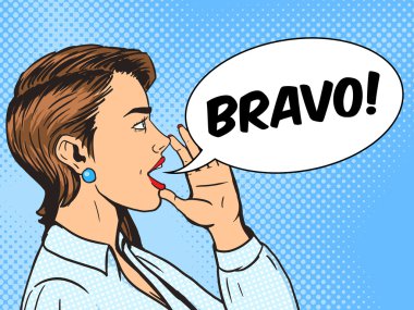 Woman shouts with hand pop art style vector