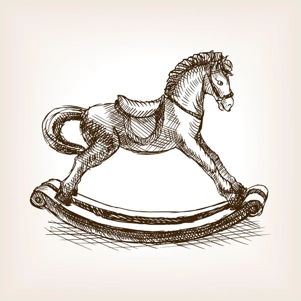 Vintage balanceo caballo boceto vector ilustración — Vector de stock