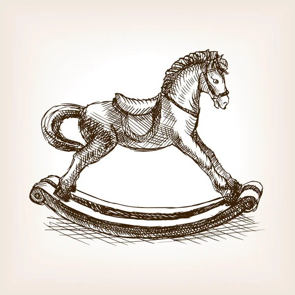 Vintage rocking horse sketch vector illustration — Stock Vector