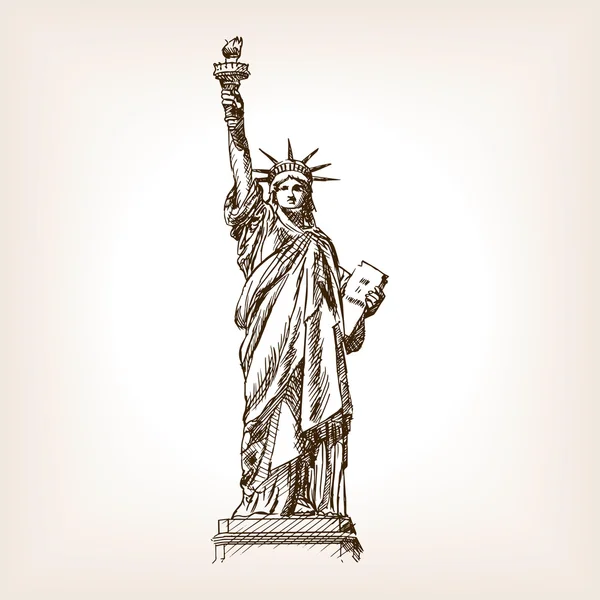 Estatua de la Libertad dibujado a mano bosquejo estilo vector — Archivo Imágenes Vectoriales