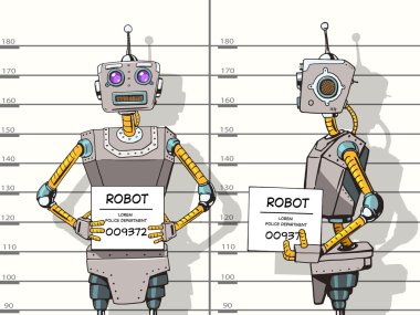 Robot polis pop sanat vektör fotoğrafta tutuklandı