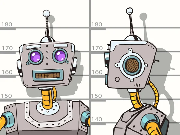 Robot greps foto i polisen pop konst vector — Stock vektor