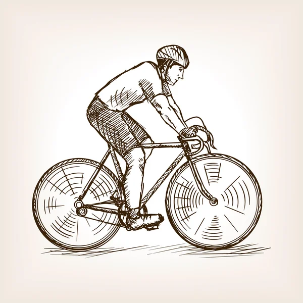 Ciclociclista en bicicleta bosquejo vector — Vector de stock