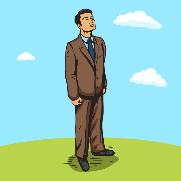 Businessman outdoors pop art style  vector - Stok Vektor