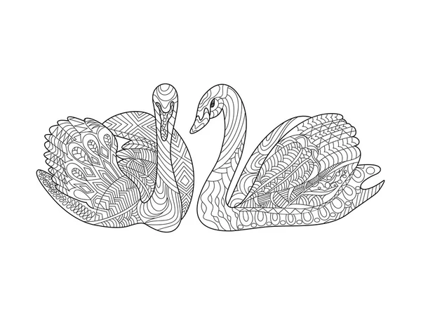 Livre de coloriage cygnes pour adultes vecteur — Image vectorielle