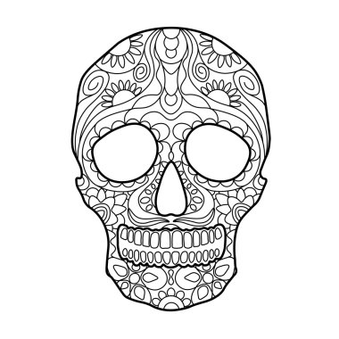 Boyama kitabı için yetişkin vektör kafatası