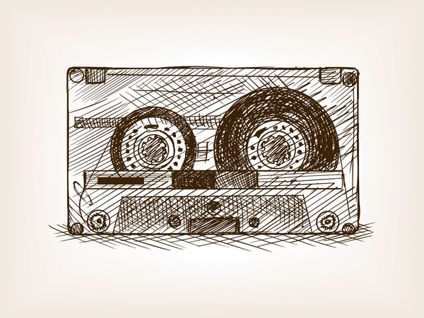 Illustration vectorielle de style croquis cassette audio — Image vectorielle