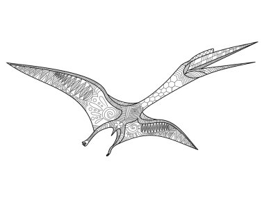 Boyama kitabı için yetişkin vektör pterosaur