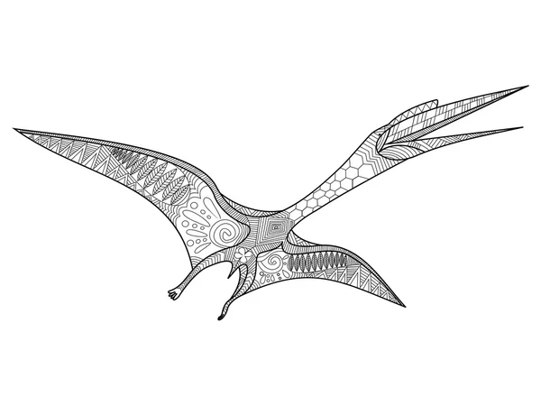 Livro de colorir Pterossauro para adultos vetor — Vetor de Stock