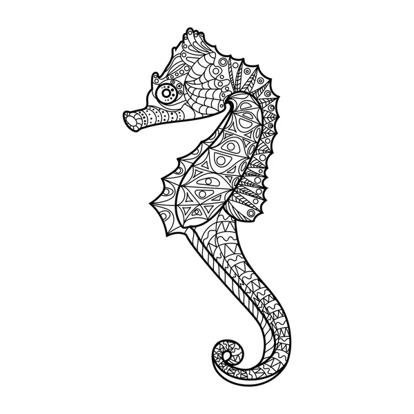 Sea horse coloring boek voor volwassenen vector — Stockvector