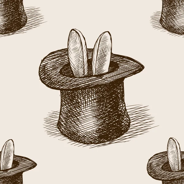 魔术师的帽子素描无缝模式矢量 — 图库矢量图片
