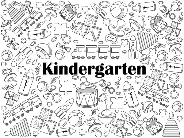 Kindergarten colorless set vector — Stock Vector