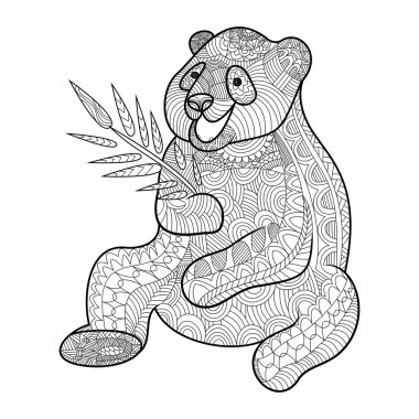 Panda boyama kitabı yetişkin vektör için