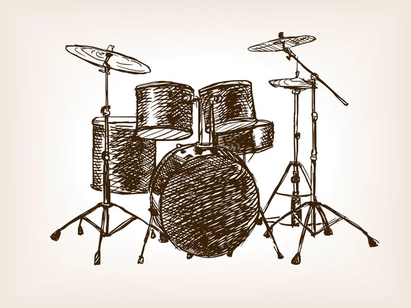 Drum set σκίτσο στυλ φορέα εικονογράφηση — Διανυσματικό Αρχείο