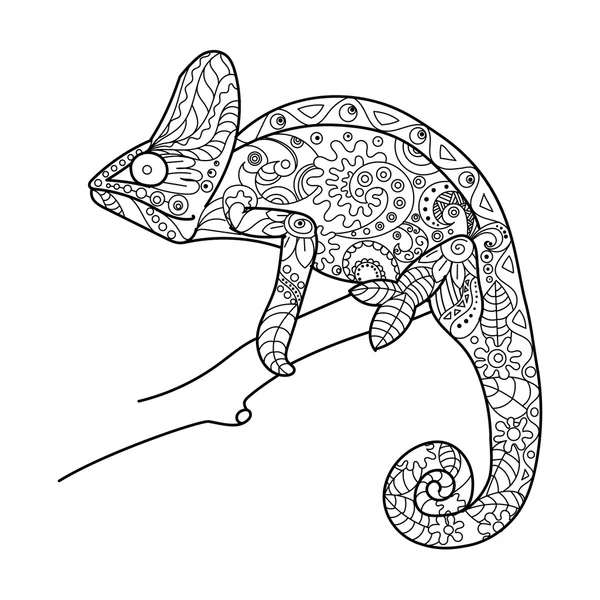 Livre de coloriage animal caméléon pour adultes vecteur — Image vectorielle