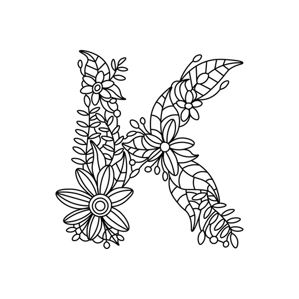 Letter K coloring book for adults vector — Stock Vector ...