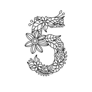 5 numaralı yetişkin vektör boyama kitabı