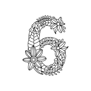 6 numaralı yetişkin vektör boyama kitabı