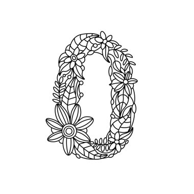 Sayı 0 boyama kitabı yetişkin vektör için