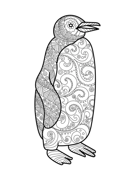 Pingvin målarbok för vuxna vektor — Stock vektor