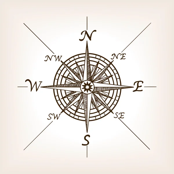 コンパス ローズ スケッチ スタイルのベクトル図 — ストックベクタ