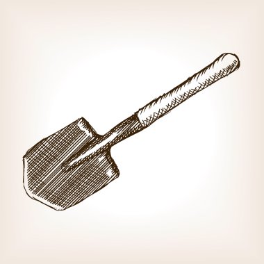 Sapper shovel sketch style vector illustration clipart