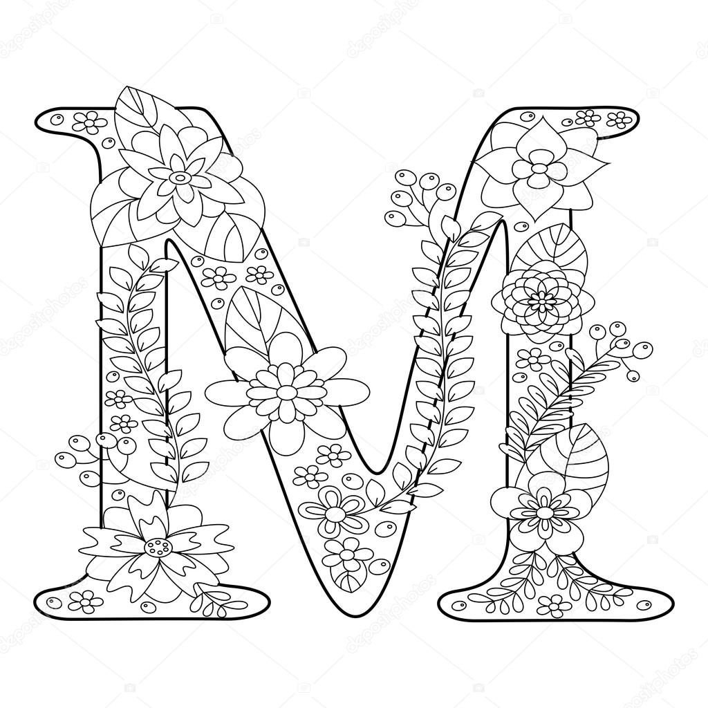 stock illustration letter m coloring book for