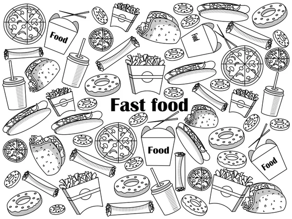 快餐食品无色设置矢量图 — 图库矢量图片