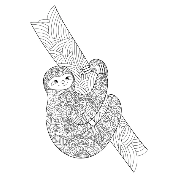 Faultier Färbung BuchVektorillustration — Stockvektor