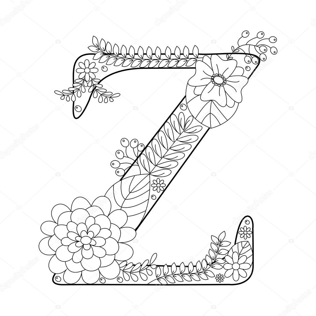 Letter Z Kleurboek Voor Volwassenen Vector Stockvector