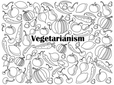 Vejetaryenlik renksiz set vektör çizim