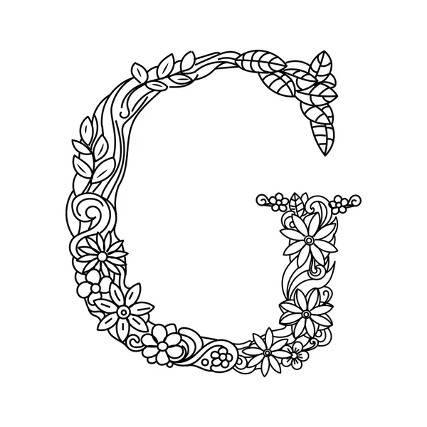 Letter G Coloring Book For Adults Vector