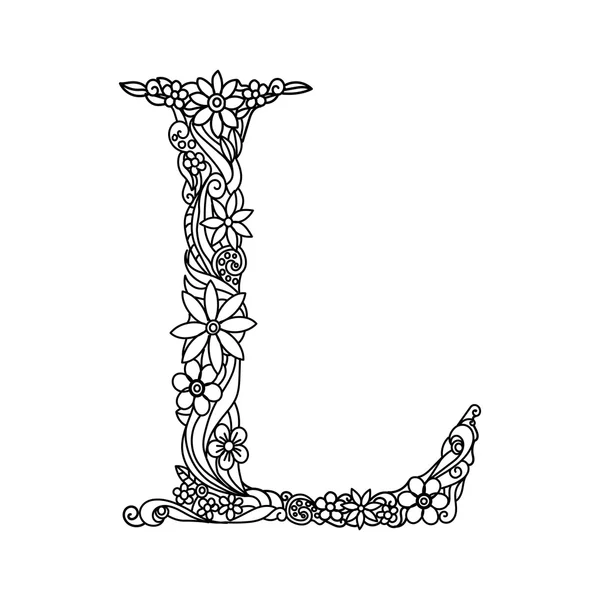 Раскраска буквы L для вектора взрослых — стоковый вектор