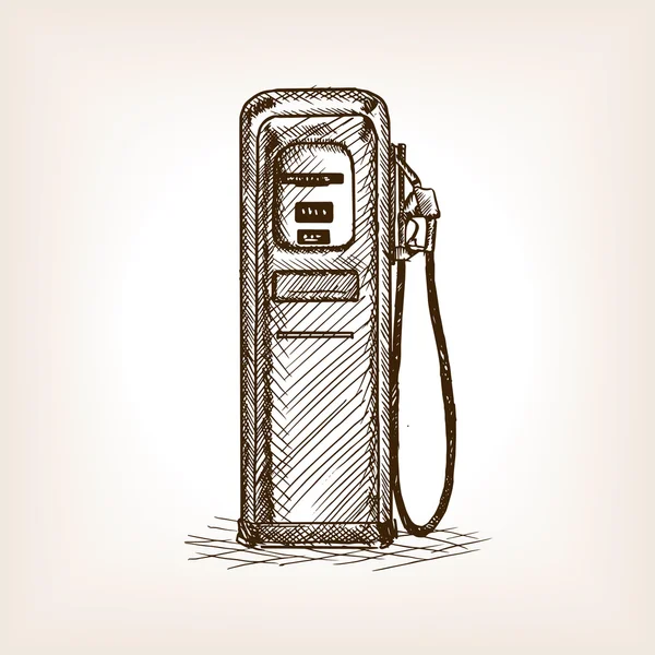 ガソリン スタンド スケッチ スタイルのベクトル図 — ストックベクタ