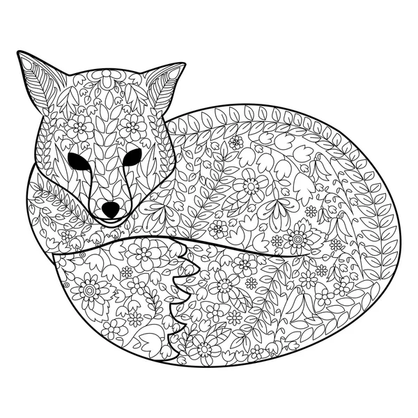 Fox coloring book for adults vector — Stock Vector
