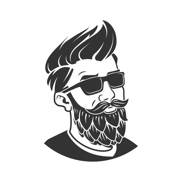 Hombre con barba en forma de emblema vectorial de lúpulo — Vector de stock