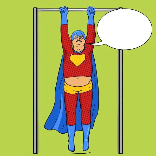 Superhéroe gordo en barra horizontal cómic vector — Vector de stock