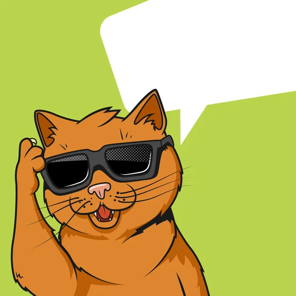 Gato jengibre en gafas de sol vector ilustración — Vector de stock